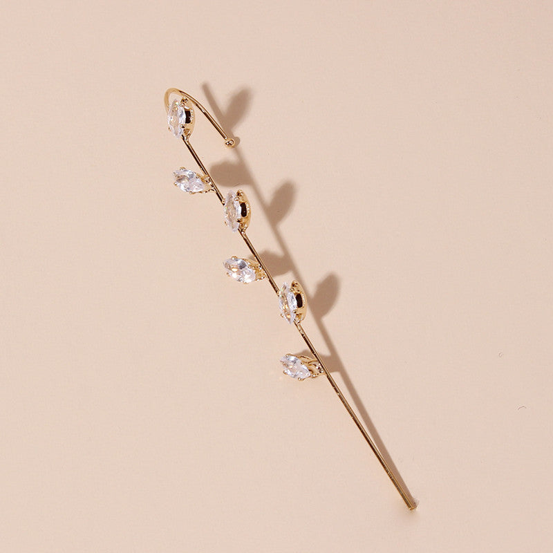 1pc Crystal Leaf Ear Needle Stud Earrings Fashion Jewelry for Girls Women Gift