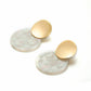 Golden White Round Dangle Fashion Drop Earrings Women Girls Ear Studs Jewelry