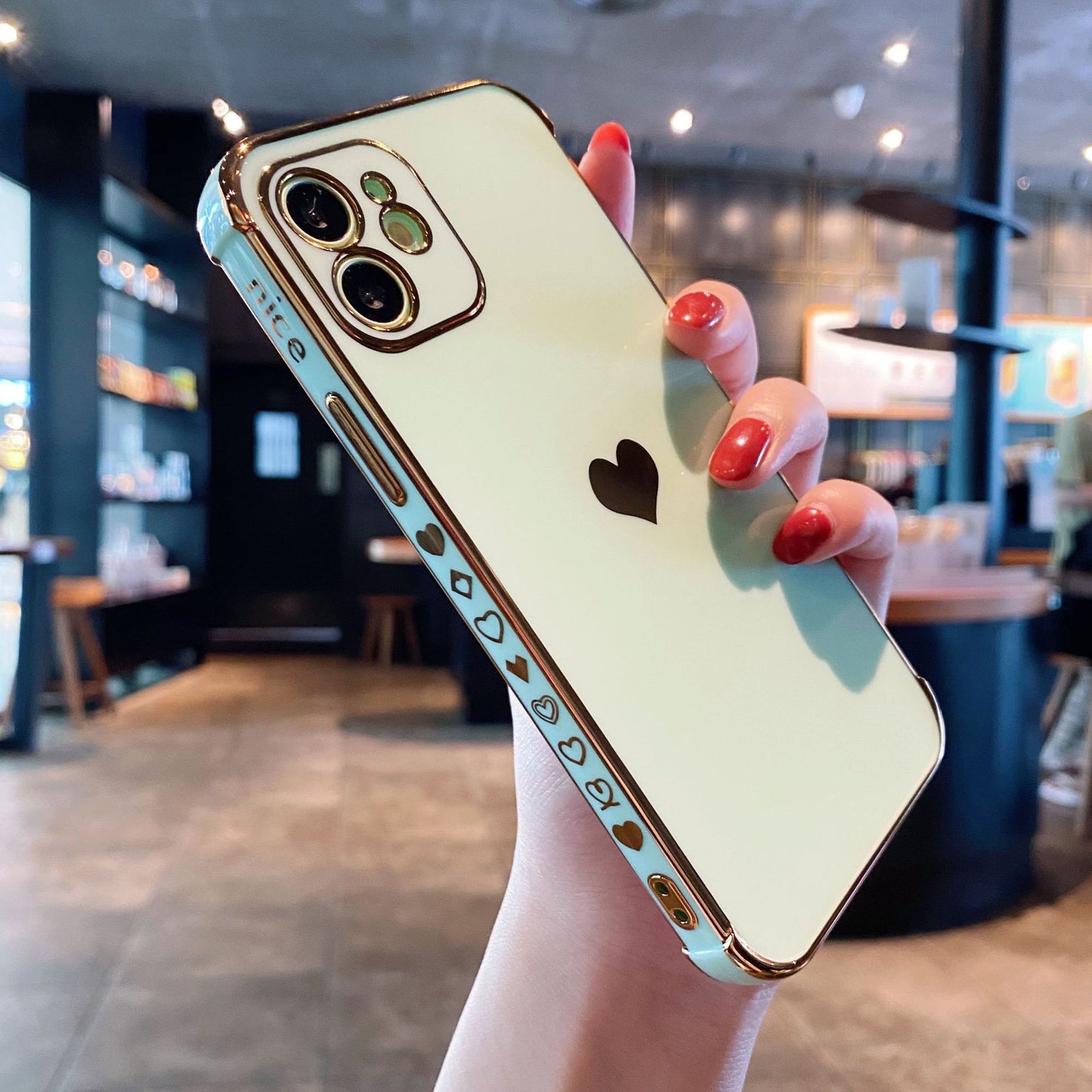 Side Electroplated Love Phone Case Drop-proof Fine Hole Silicone Cover