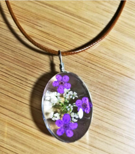 Dried Eternal Flower Specimens Necklaces