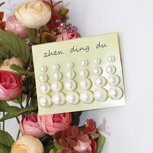 12pairs Pearl Style Stud Earrings for Girls Women Stud Jewelry Gift Accessories