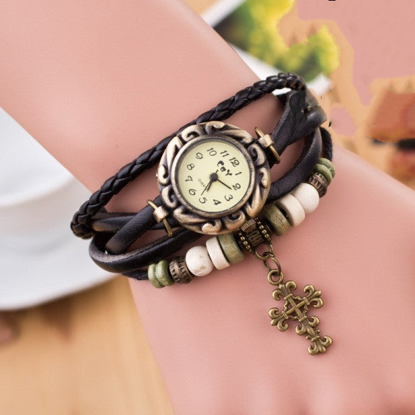 Female bracelet cross watch