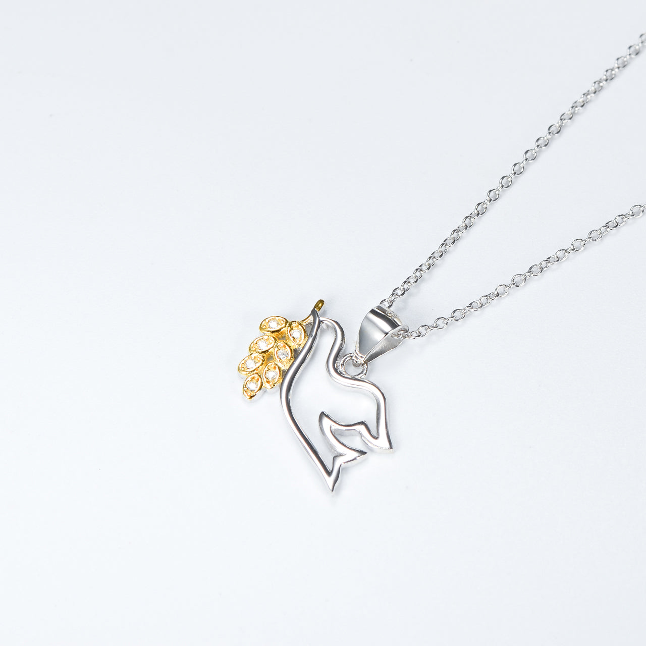 Peace Dove Pendant Gold Plated Necklace Female Micro Inlay