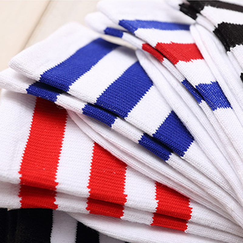 Three-bar Socks In Autumn And Winter Horizontal Strips In The Long Tube