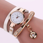 Thin belt fashion ladies watch Casual three-ring winding bracelet watch Women's fashion quartz watch