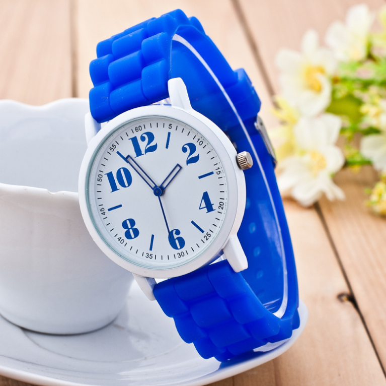 Korean version of Geneva watch ice cream candy color silicone with digital hollow pointer male and female students couple watches