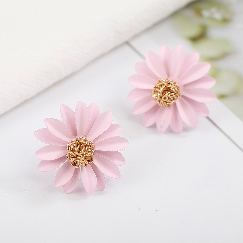 European And American Small Daisy Flower Colorful Earrings