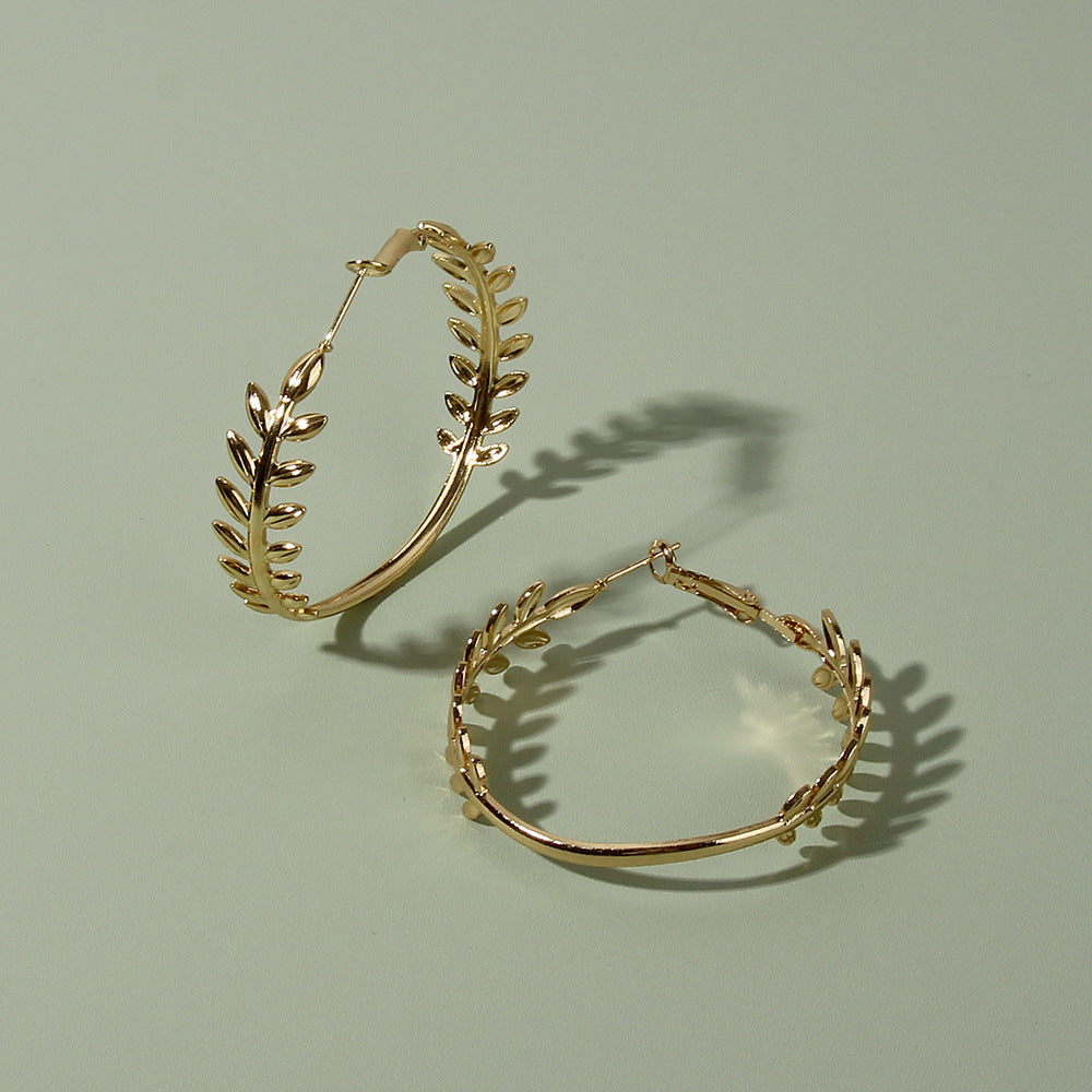 Leaf Hoop Earring Women Jewelry Mom Gift Everyday Wear Earrings