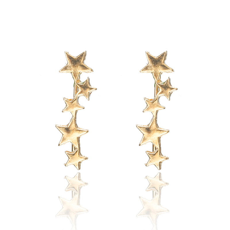 Exquisite creative five-pointed star ear bone clip earrings for girls accessories