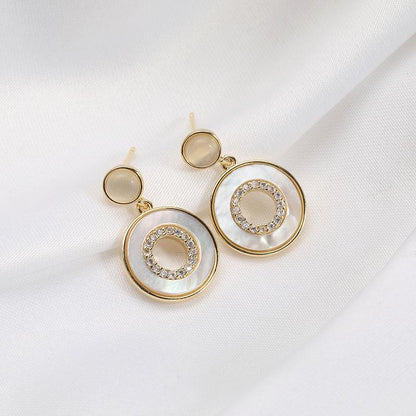 1Pair Ivory Round Drop Earring Women Jewelry Mom Gift Everyday Wear Earrings