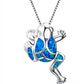 Fashion silver filled blue opal sea turtle pendant necklace for women female Animal wedding ocean beach jewelry gift