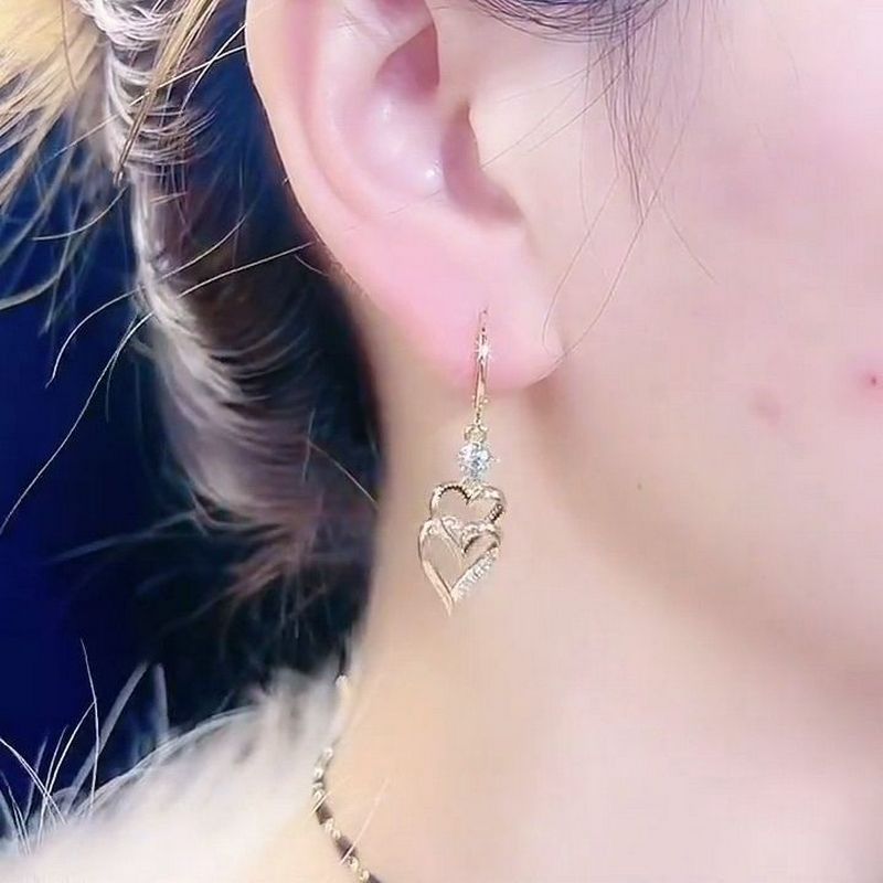 Hearts Pendant Dangle Earrings Jewelry Accessories Girls Fashion Accessory