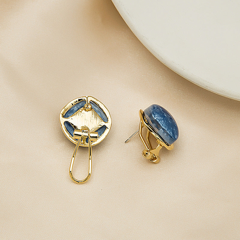 Blue Pattern Stud Earrings Women Jewelry Mom Gift Everyday Wear Earrings