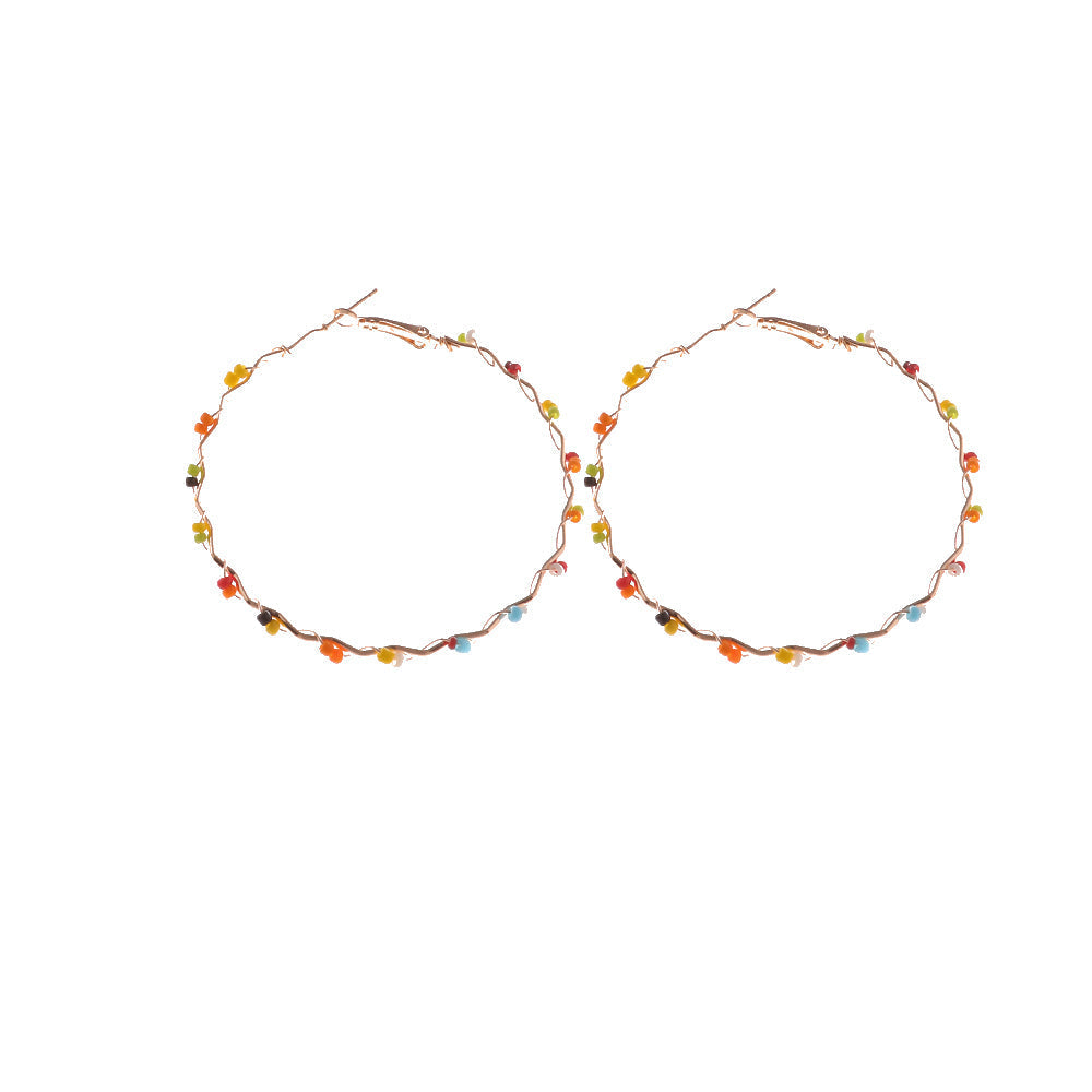 Multicolor Beads Large Hoop Earrings Women Jewelry Gift for Her Accessories