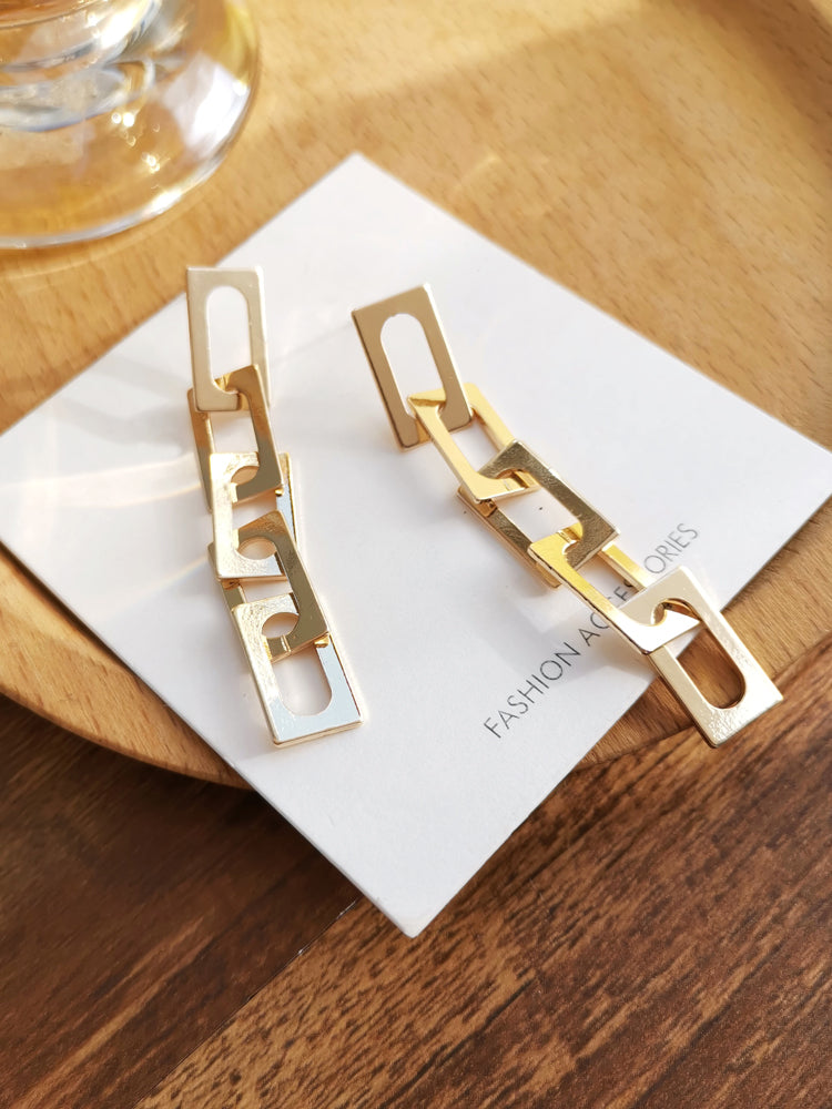 Geometric Chain Rings Jewelry Fashion Dangle Earrings for Girls Party Birthday Gift