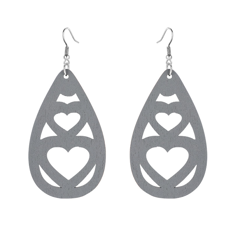 Wooden Grey Dangling Drop Earring Women Girls Gifts Jewelry Accessories