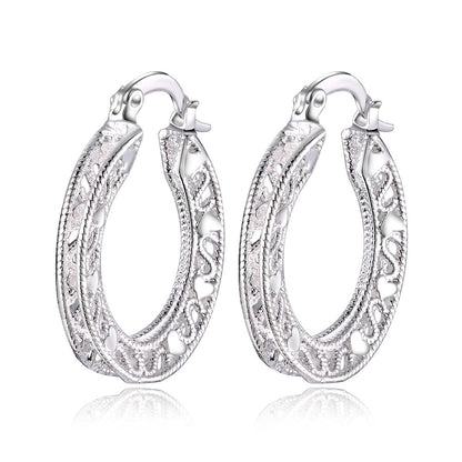 Hollow Textured Design Hoop Earrings Jewelry Accessories Girls Fashion Accessory