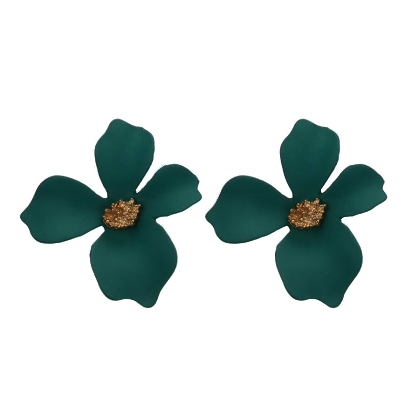 Sweet Flower Earrings Women Four Petal Stereo Leaf Stud Earring Modern Jewelry Girl Accessory