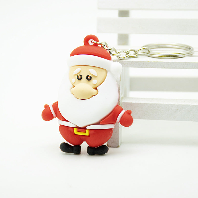 Santa Claus Elk Snowman Christmas Tree Key Pendant