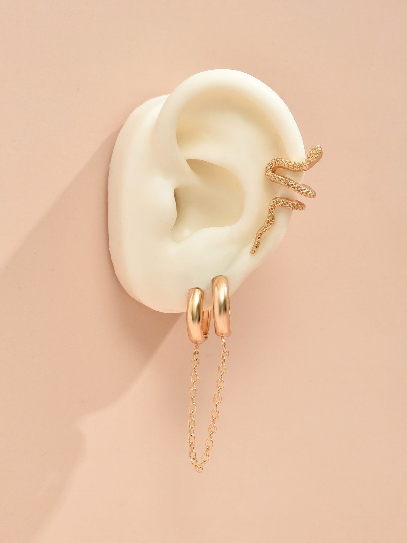 Snake Chain Ear Cuff Ear Studs Earrings Women Fashion Jewelry Gift for Her