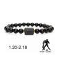 Natural Stone Bead Bracelet Male Frosted Black Agate