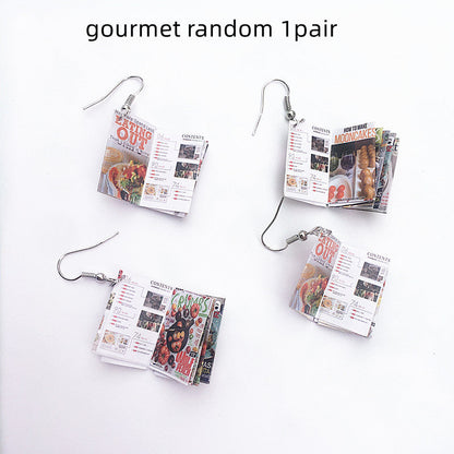 Random Magazine Ear Drop Earrings Dangle Women Fashion Jewelry Gift for Her