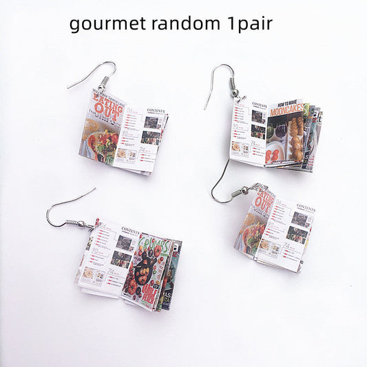Random Magazine Ear Drop Earrings Dangle Women Fashion Jewelry Gift for Her