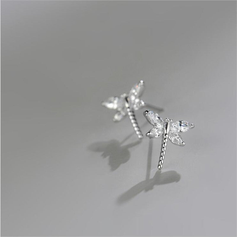 Rhinestone Dragonfly Stud Earrings Women Jewelry Mom Gift Everyday Wear Earrings