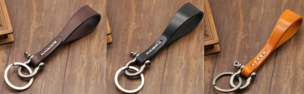 Leather Car Key Retro Copper-colored Horseshoe Buckle Waist Pendant