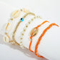 Braided Wax Line Rice Zhu Conch Shell Anklet 5-Piece Set