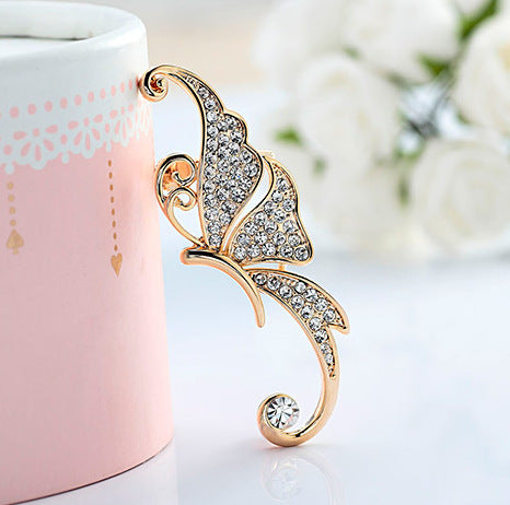 Ladies Exaggerated Full Diamond Butterfly Earrings