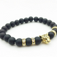 8mm Natural Stone Lava Stone Bead Bracelet For Men Leopard Head Leopard Pendant Charm Bracelet Handmade Jewelry