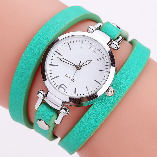 Women's Circle Bracelet Watch PU Strap Simple Alloy Small Dial Women's WatchM