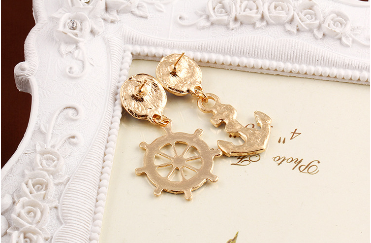 Blue Anchor Drop Ear Dangle Fashion Earrings for Women Party Jewelry Gift