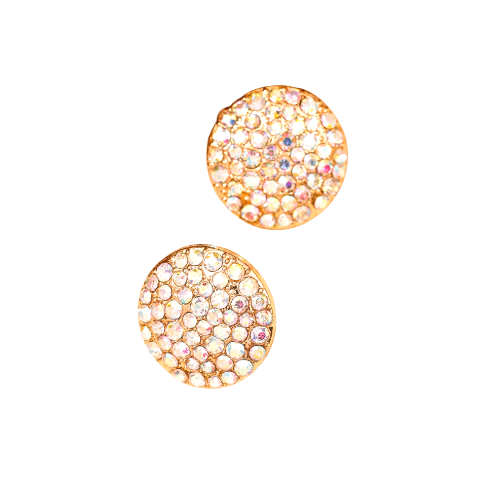 Rhinestone Round Stud Earrings for Women Girls Ear Studs Jewelry Gift Fashion