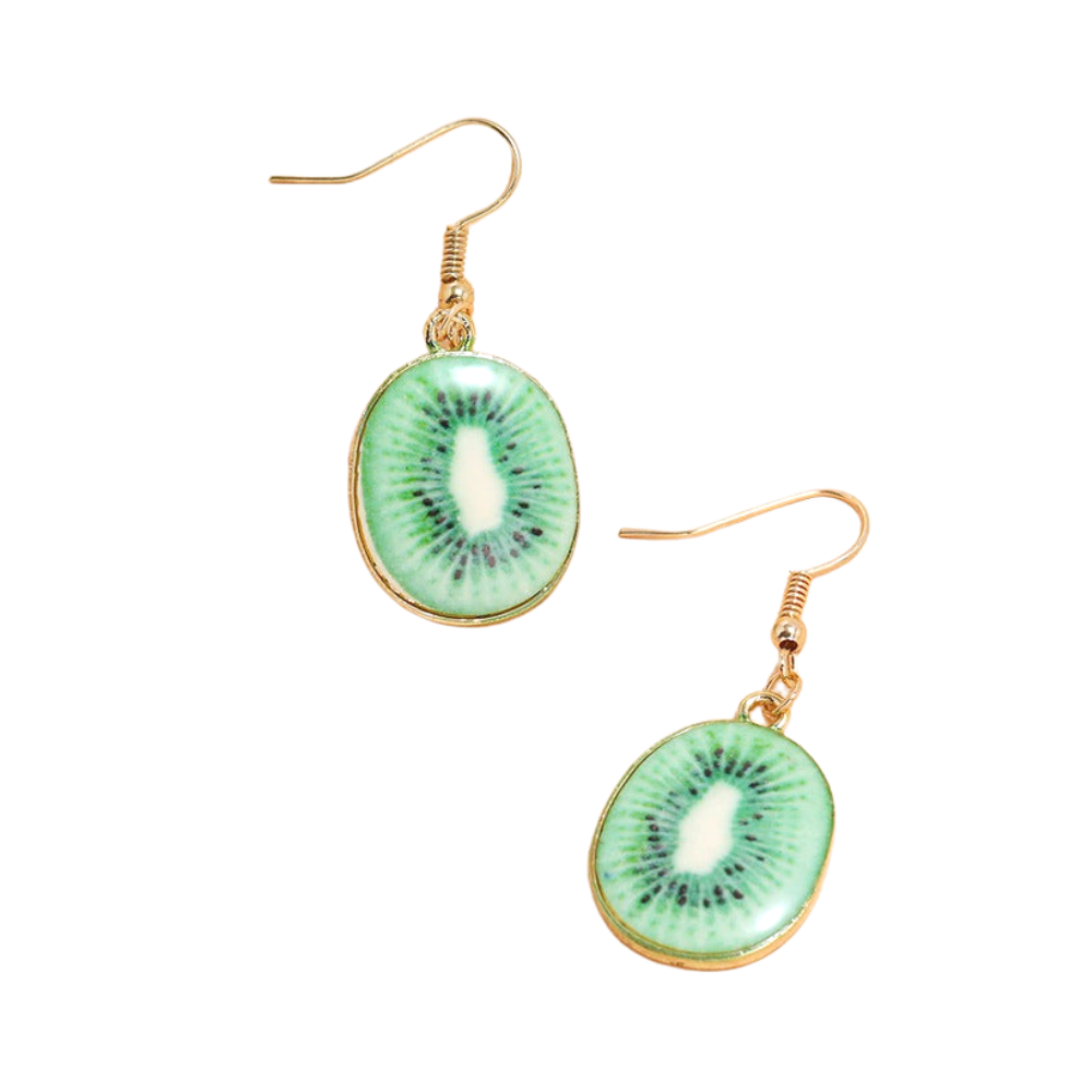 Kiwi Fruit Design Drop Ear Dangle Fashion Earrings for Women Party Jewelry Gift