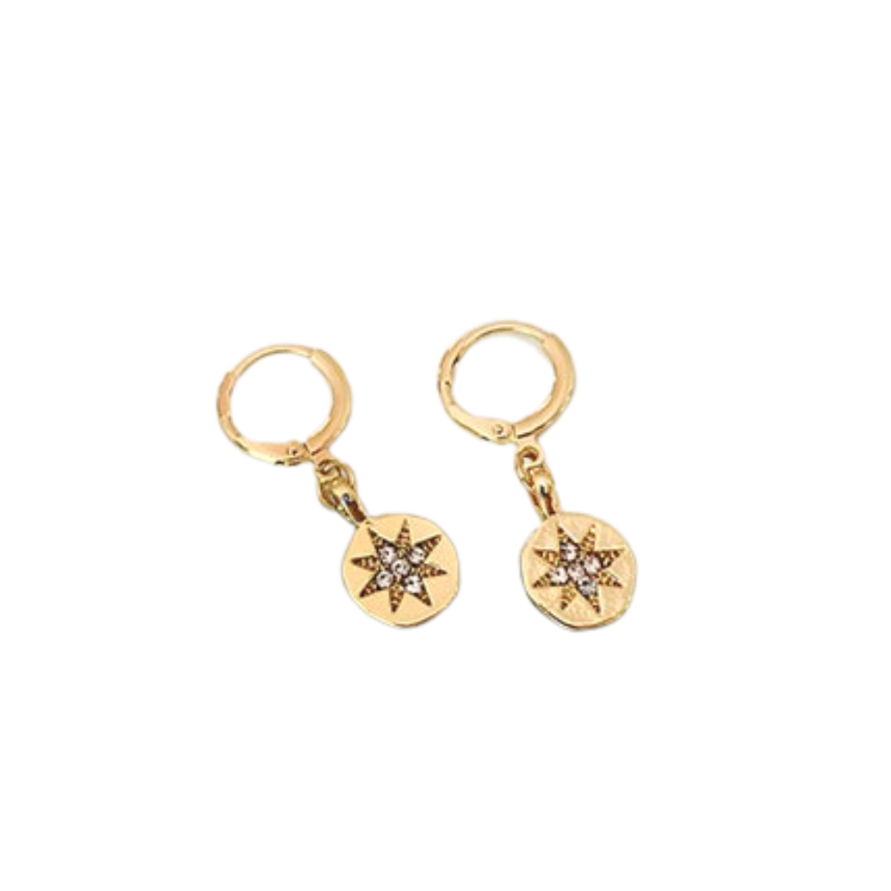 Disk Star Pendant Dangling Drop Earrings Women Girls Gifts Jewelry Accessories