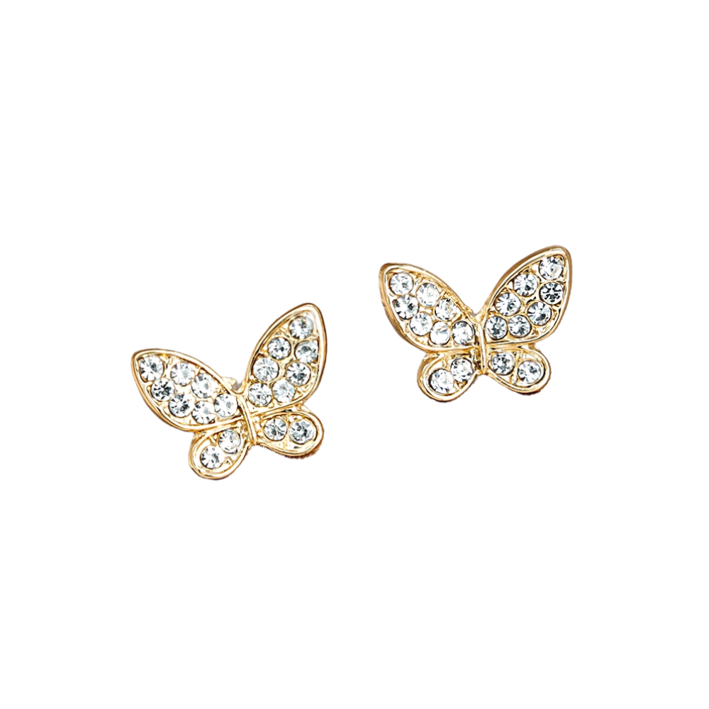 Rhinestone Butterfly Design Stud Earrings for Women Girls Ear Studs Jewelry Gift