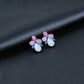 Pink Blue White Crystal Studs Earrings Special Gift for Women Girl Fashion