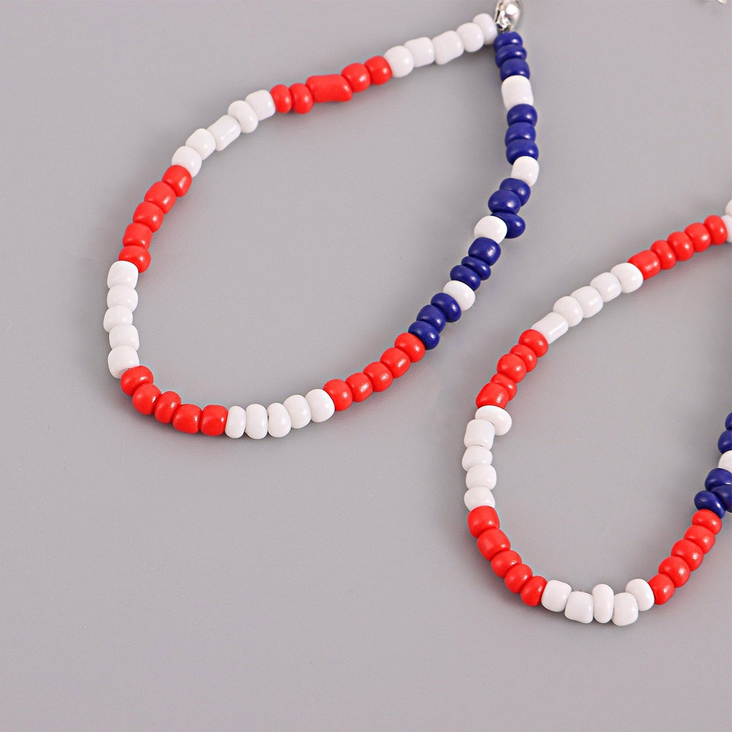 Red Blue White Beaded Dangling Drop Earring Women Girls Gifts Jewelry Accessories