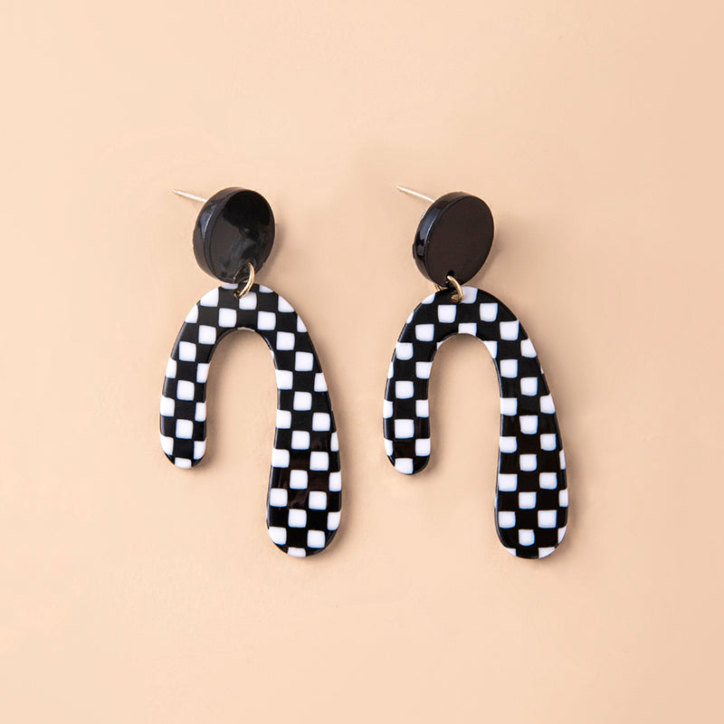 Plaid Jewelry Drop Earring Modern Fashion Women Earrings Piercing Studs