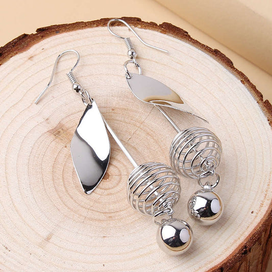 Ball Leaf Design Ear Drop Earrings Dangle Women Fashion Jewelry Gift for Her