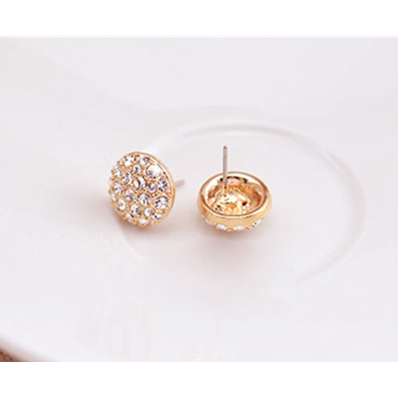 Rhinestone Round Stud Earrings Fashion Women Female Earrings Piercing Jewelry