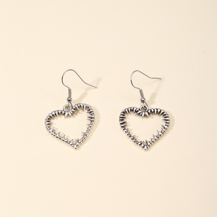 Spiky Heart Ear Drop Earrings Dangle Women Fashion Jewelry Gift for Her