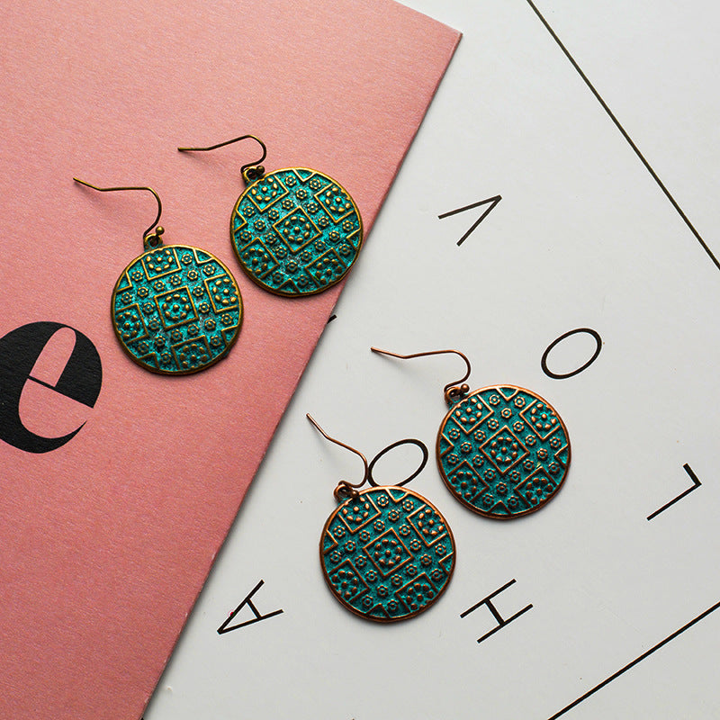 Green Round Earrings Dangling Drop Earring Women Girls Gifts Jewelry Accessories