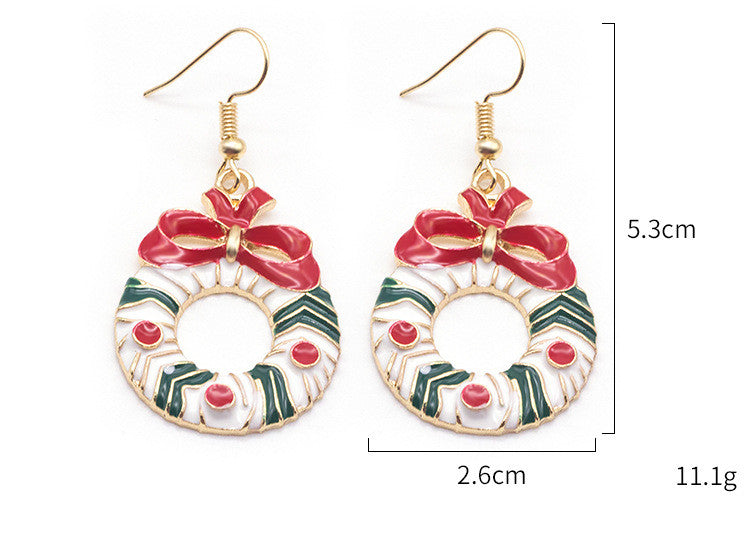 Christmas  Cartoon Dripping Oil Color Earrings