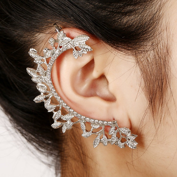 European And American Personality Unilateral Leaf Tassel Earrings