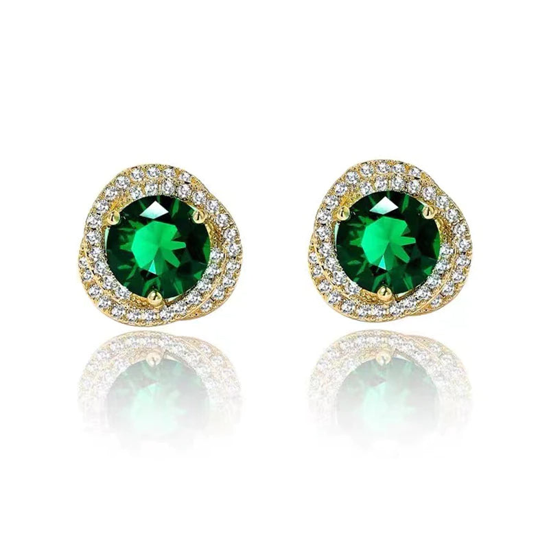 Green Decor Stud Earrings for Women Girls Ear Studs Jewelry Gift Fashion