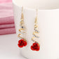 Red Rose Drop Earrings Vintage Women Rose Spiral Dangle Earring Fashion Jewelry