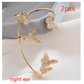 Fashion Gold Metal Butterfly Ear Clips Sparkling Zircon Without Piercing Ear Cuff Clip Earrings For Women Jewelry Gift